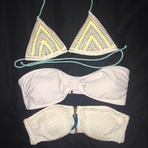 BUNDLE 3 White/Blue Tops with 2 Bottoms Bikini Set